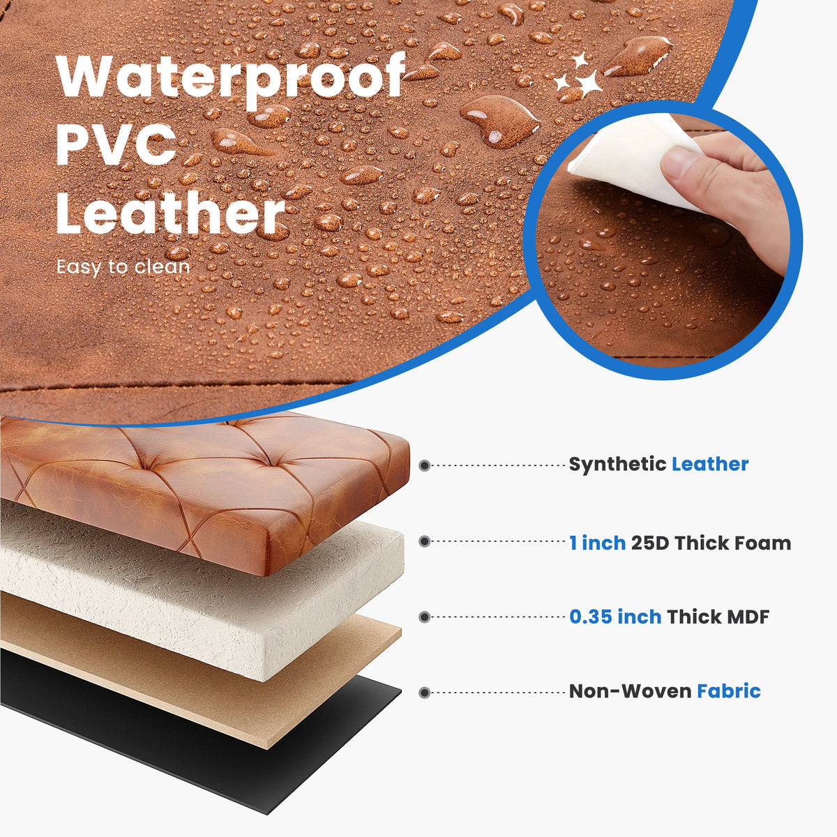 MCQ 43 Inch Faux Leather Foldable Ottoman Foot Rest Stool with Storage Folding End of Bed Storage Bench Storage Load 660 lbs for Living Room Bedroom Entryway