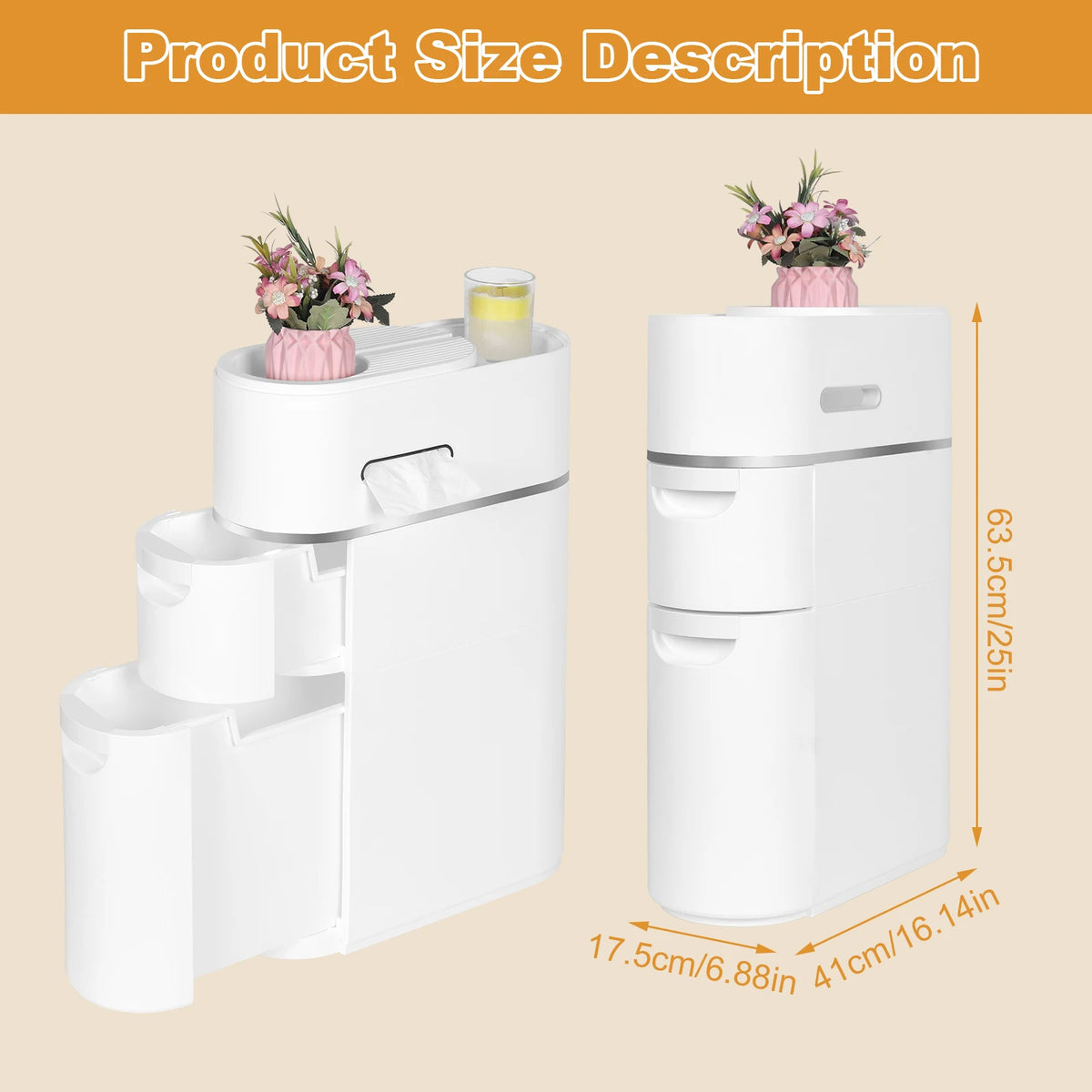 Tiers Narrow Storage Cabinet Waterproof Plastic Storage Cabinet Large Capacity Slim Bathroom Storage Cabinet Bedroom Accessories
