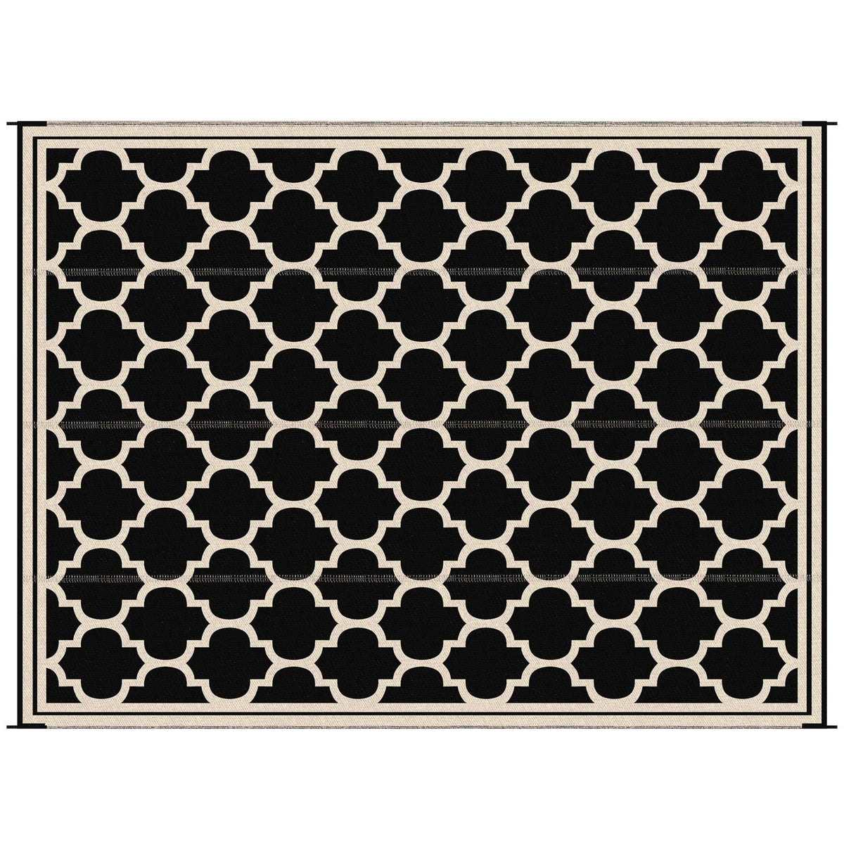 9' x 12' Reversible Outdoor Rug, Plastic Straw Mat for RV, Camper, Picnic, Black