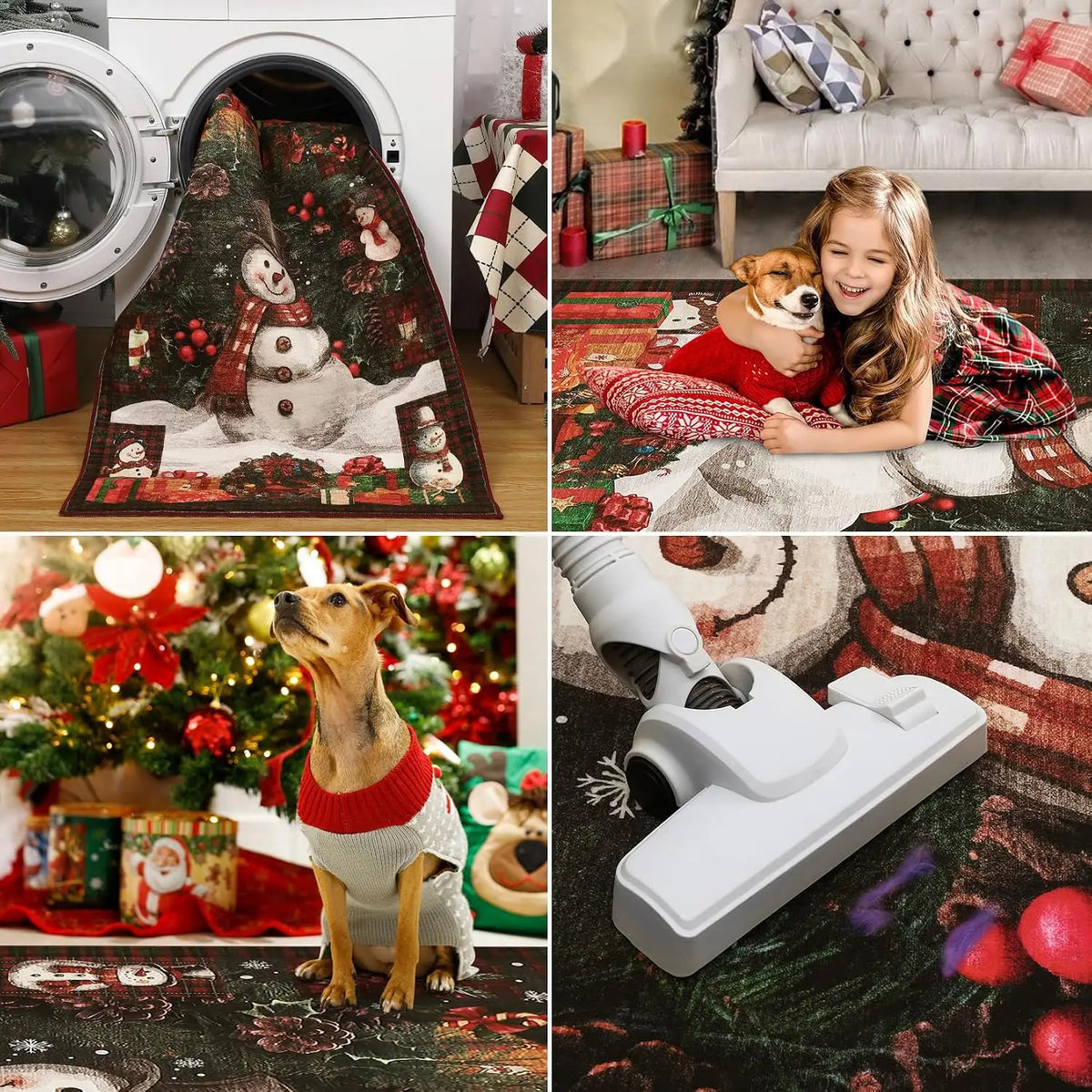 Garvee Christmas Snowman Runner Mat Non Slip Area Rug Christmas Decorations Rugs Balcony Carpet Home Decor  Sofa Floor Mat for Hallway